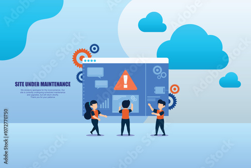 Under Maintenance Page Vector Illustration 4