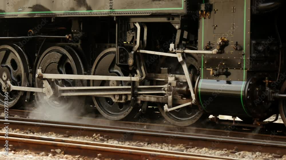 Close-Up Shot of Steam Engine Locomotive Machinery Close-Up Shot of Steam Engine Locomotive Machinery