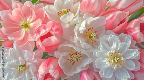  apple tree flowers, tulips, and chrysanthemums in a watercolor illustration: photo