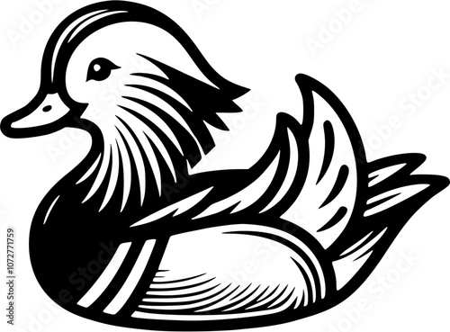 silhouette of a mandarin duck