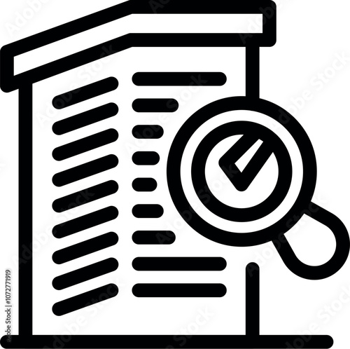 Magnifying glass analyzing a document, concept of audit, search, fact checking, verification, research, analysis, inspection