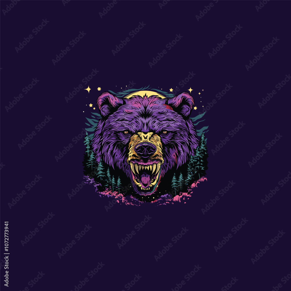 Fototapeta premium Head bear angry logo design vector artwork