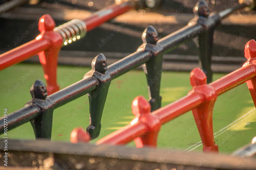 detail of the figures of a foosball