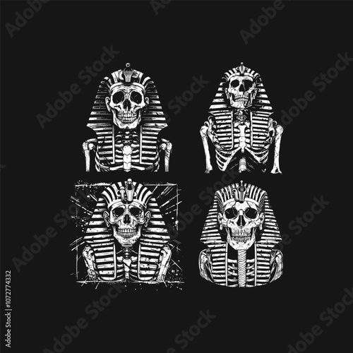 Pharaoh skull logo design vector vintage