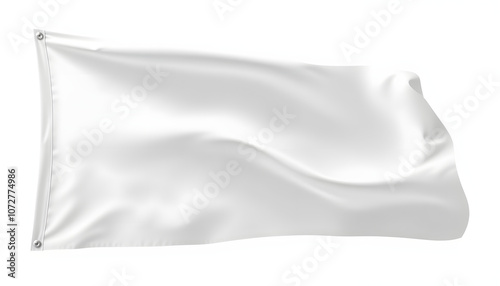 White blank lying flag mockup isolated with white highlights, png