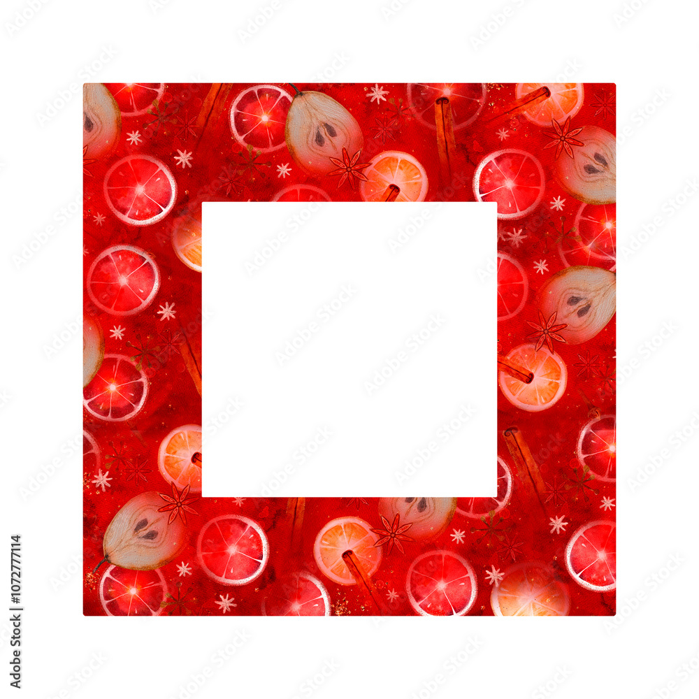 Fototapeta premium A Festive Red Fruit Frame for Cherishing Holiday Memories during the Celebratory Season