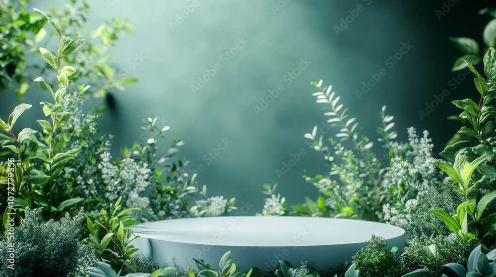 Exhibition booth for green plant background products under sunlight