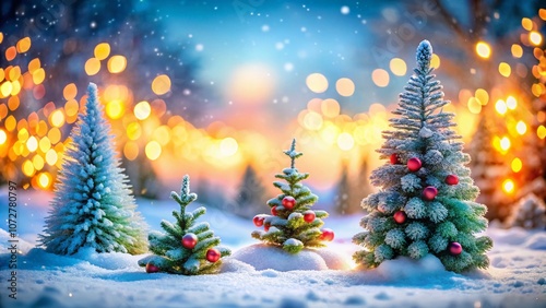 Wallpaper Mural Merry Christmas and Happy New Year Greeting Card with Snowy Landscape, Fir Trees, and Blurred Bokeh for Festive Celebrations and Holiday Wishes Torontodigital.ca