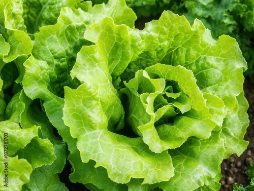 Lush Curly Lettuce Leaves in Bright Green Color