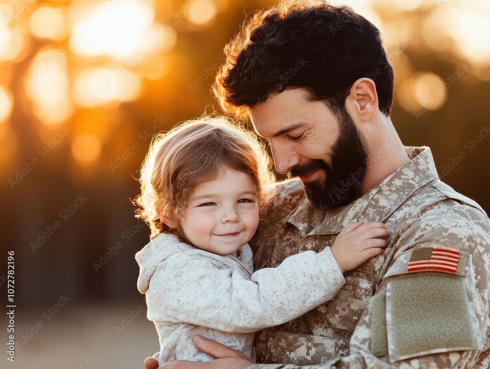 Obraz premium Heartwarming Moment Between Soldier and Child