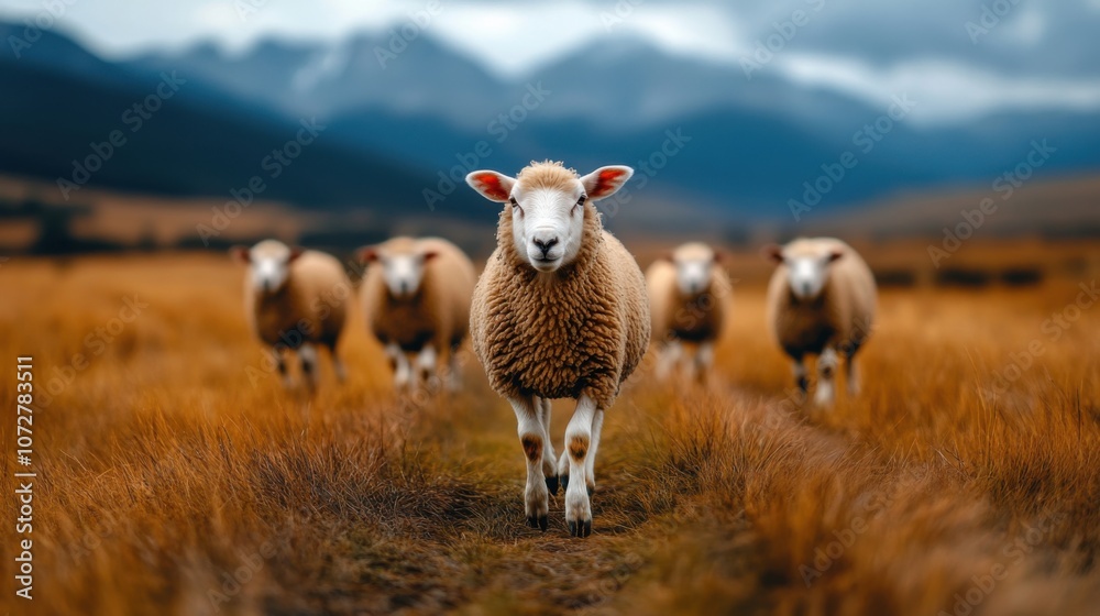 Obraz premium Healthy Livestock on a Scenic Farm Landscape