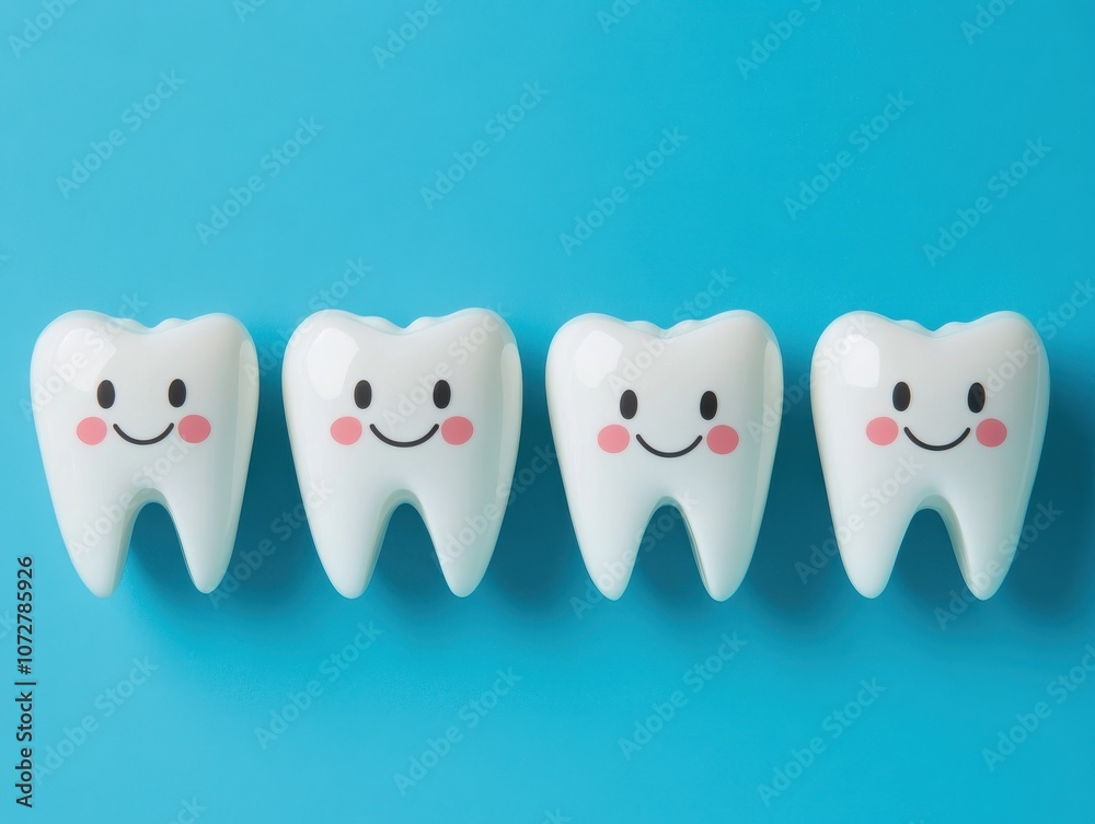 Happy Cartoon Teeth in a Minimalist Style Happy Cartoon Teeth in a Minimalist Style