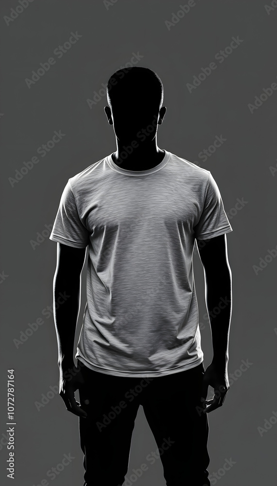 Man in stylish t-shirt on grey background isolated with white highlights, png Man in stylish t-shirt on grey background isolated with white highlights, png