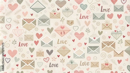 Minimalist Valentine's Day Background Featuring LOVE Letters in a Soft, Seamless Pattern Perfect for Fabric, Wrapping Paper, and Wallpaper Design Inspirations