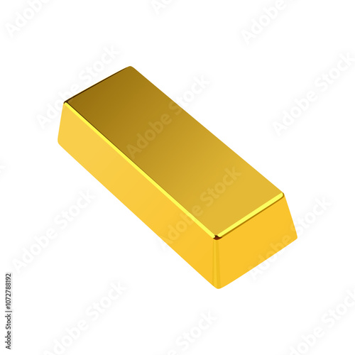 Realistic gold bar vector illustration on white background. High-quality 3D gold bullion, ideal for finance, investment, wealth, and luxury themes. Editable graphic resources for many purposes.