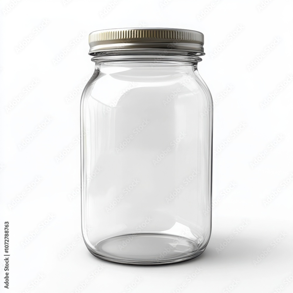 Empty glass jar for preserving food items. Empty glass jar for preserving food items.
