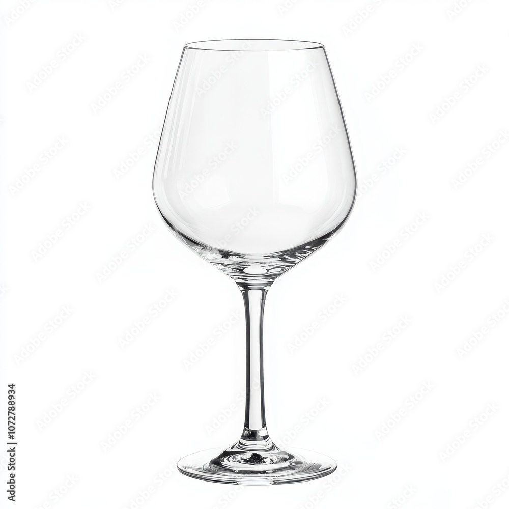 Elegant empty wine glass on a white background.