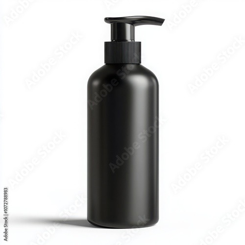 Elegant black pump bottle for cosmetic products.