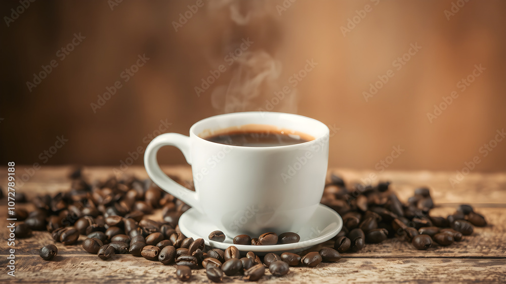Cozy Morning Brew on Rustic Wooden Surfac Cozy Morning Brew on Rustic Wooden Surfac