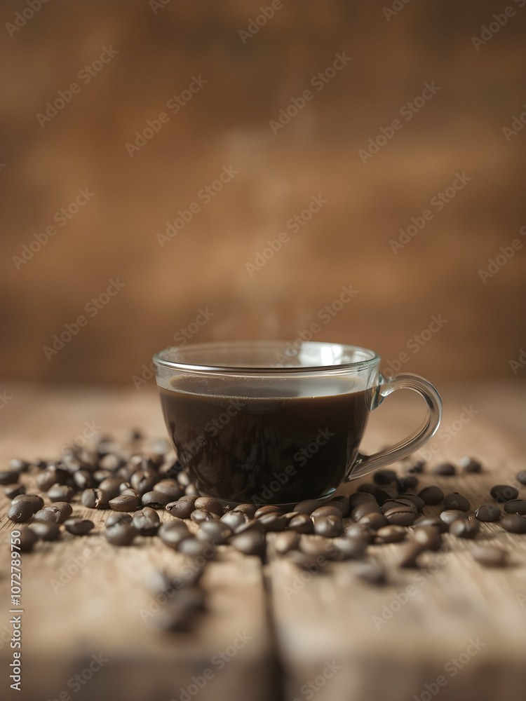 Cozy Morning Brew on Rustic Wooden Surfac Cozy Morning Brew on Rustic Wooden Surfac