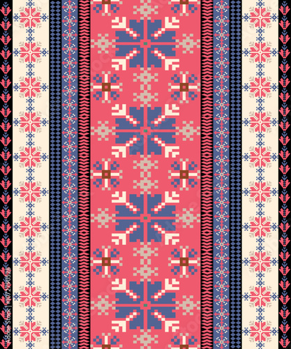 Traditional Slavic ornament, Ukrainian embroidery, Folklore design, Eastern European textile, National costume detail, Handmade needlework, Rustic fabric design, Cultural heritage