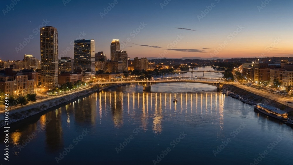 Stunning Night View of Urban Cityscape Stunning Night View of Urban Cityscape