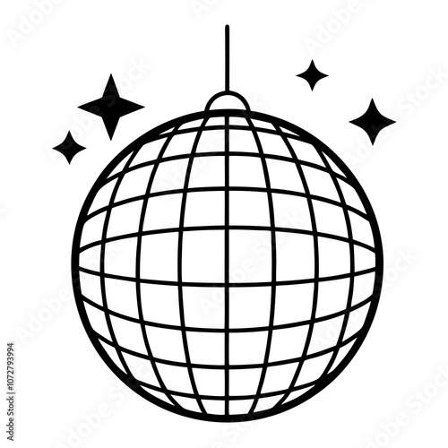 Disco ball vector icon set black filled and outlined style