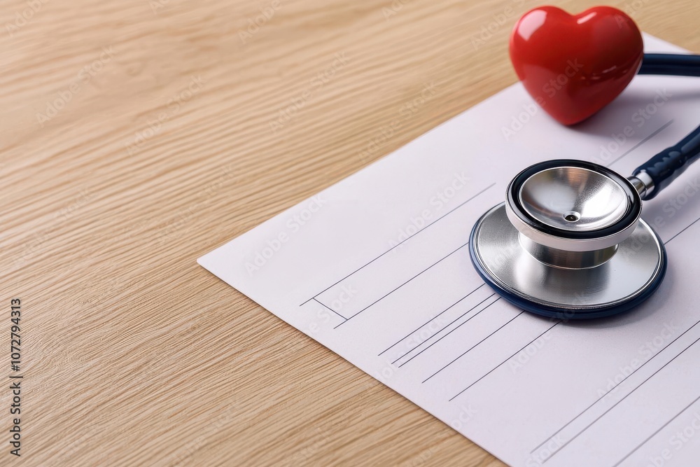 Close-up of a health report card showing elevated cholesterol, glucose, and BMI as risk factors, Health report card with elevated risk factors, Detailed and informative Close-up of a health report card showing elevated cholesterol, glucose, and BMI as risk factors, Health report card with elevated risk factors, Detailed and informative