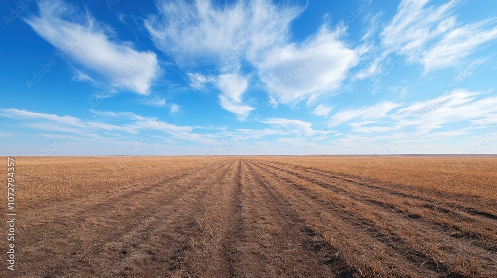 Vast Open Landscape with Blue Sky and Clouds Vast Open Landscape with Blue Sky and Clouds