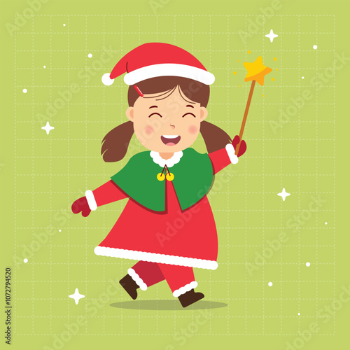 Cute girl wearing santa clause costum