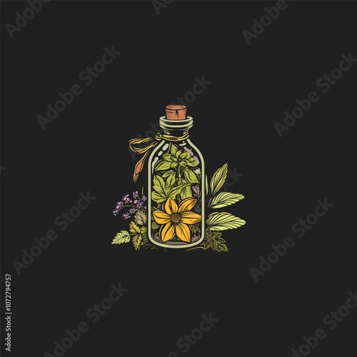 herbal concoction logo design vector vintage