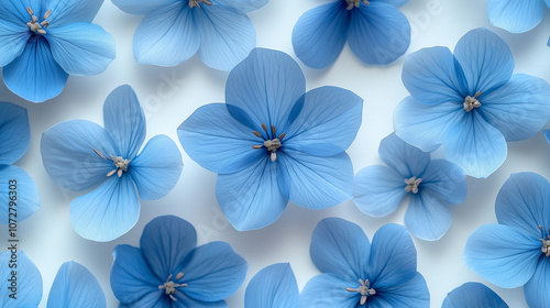 background with blue flowers on white