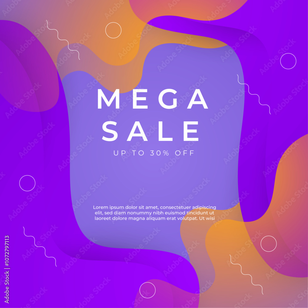 Colorful Mega Sale Advertisement with Abstract Background. Vibrant promotional flyer for a mega sale. Features a dynamic abstract design with bold colors and shapes to attract attention Colorful Mega Sale Advertisement with Abstract Background. Vibrant promotional flyer for a mega sale. Features a dynamic abstract design with bold colors and shapes to attract attention