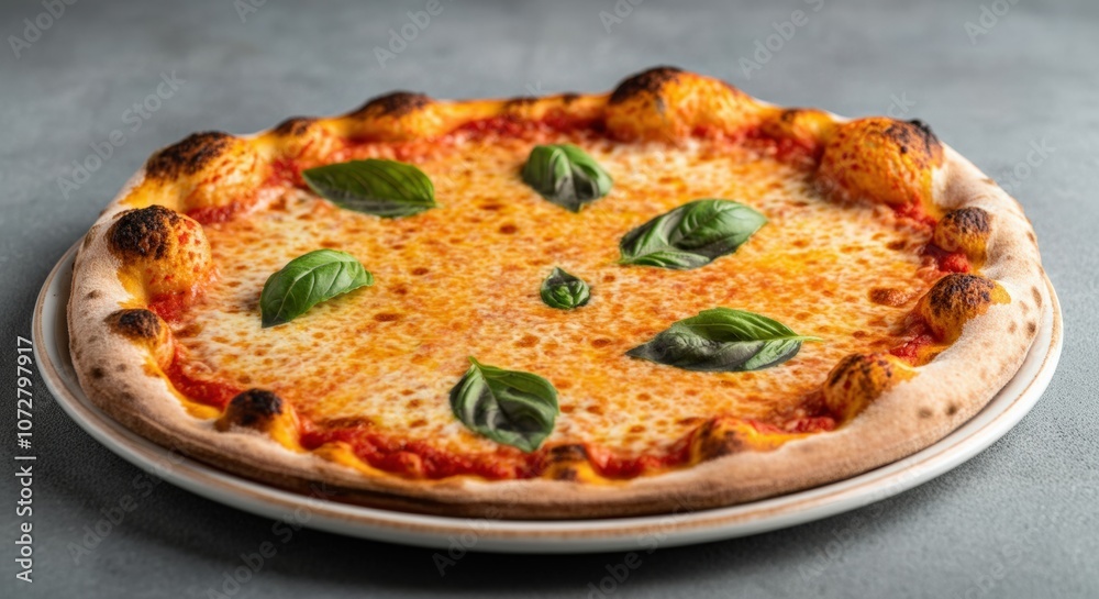 Closeup of a Margherita Pizza with Basil Closeup of a Margherita Pizza with Basil