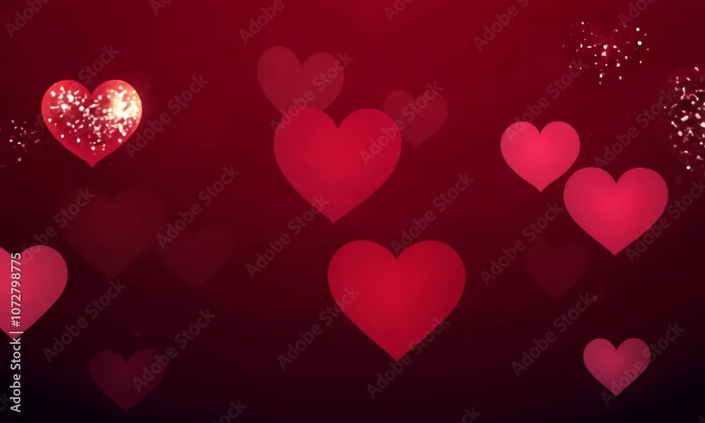 Dark Red Romantic Happy Valentines day animation background with flying hearts and sparkles Dark Red Romantic Happy Valentines day animation background with flying hearts and sparkles