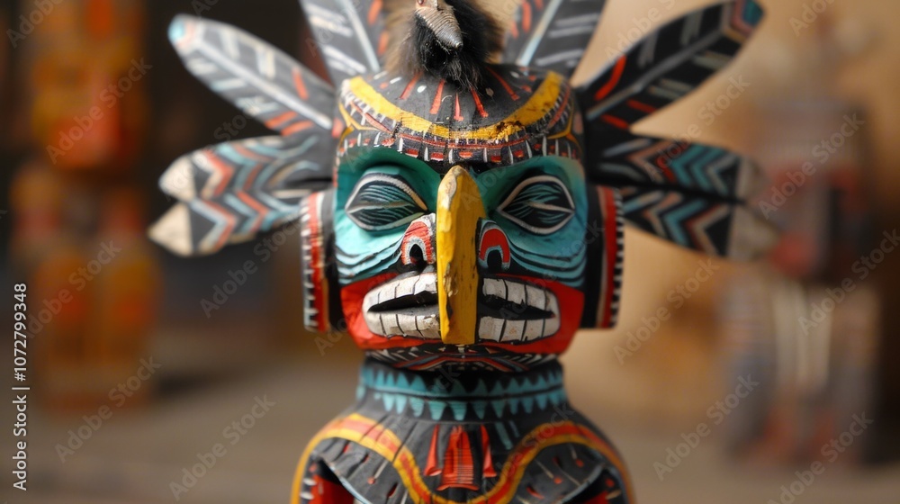 Colorful Hopi Kachina Doll Carving Display Colorful Hopi Kachina Doll Carving Display