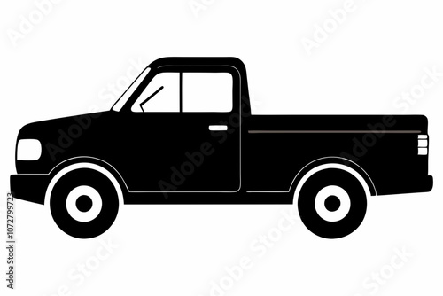 Pickup silhouette, pickup graphic vector illustration, pickup truck black icon isolated on white background