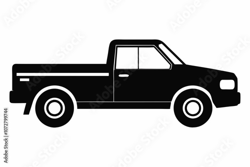 Pickup silhouette, pickup graphic vector illustration, pickup truck black icon isolated on white background