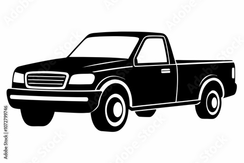 Pickup silhouette, pickup graphic vector illustration, pickup truck black icon isolated on white background