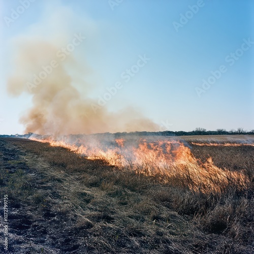 burning of grasslands to clear land photo