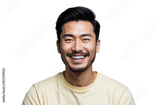 A young man with a neat beard and black hair smiled broadly at the camera