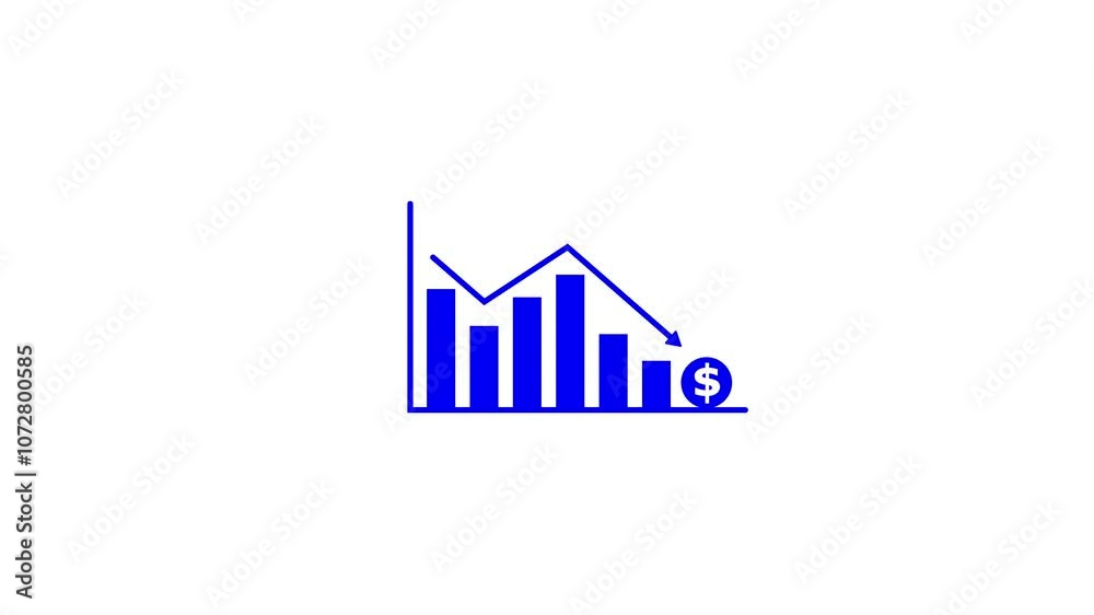 Animated of graph chart icon with dollar sign. Business growth and success, growing business graph chart animation. Animated of graph chart icon with dollar sign. Business growth and success, growing business graph chart animation.