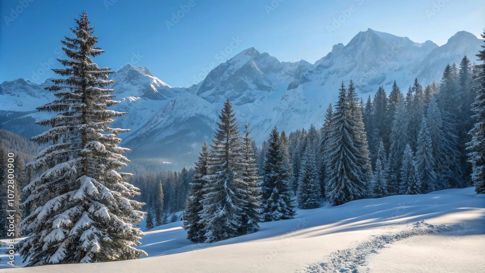 snow covered trees in the mountains snow covered trees in the mountains