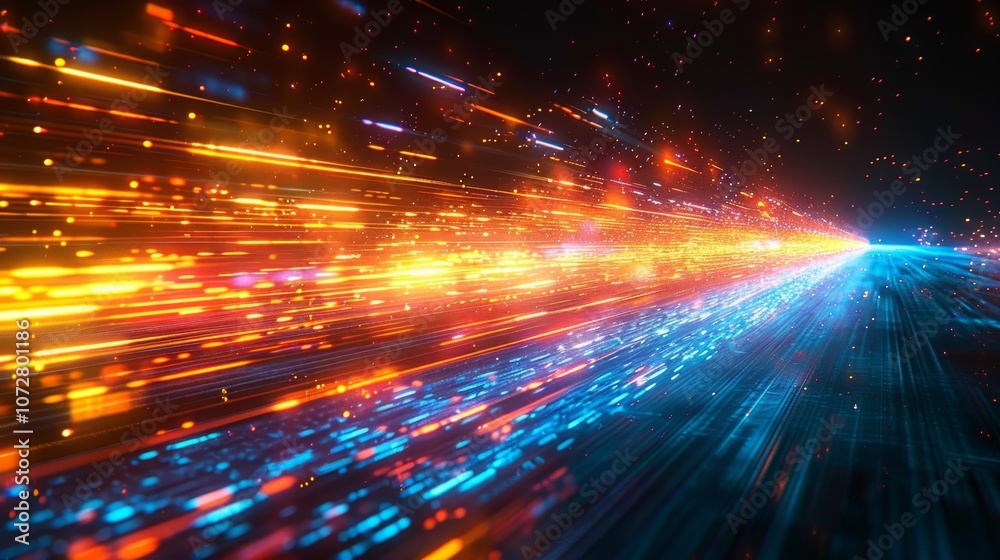 Obraz premium Abstract futuristic background with glowing lines and particles.