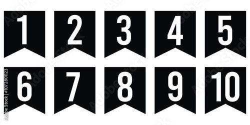 Set of number pointer vector icons. Bullet points. Numbers marker set. Bullet point set.