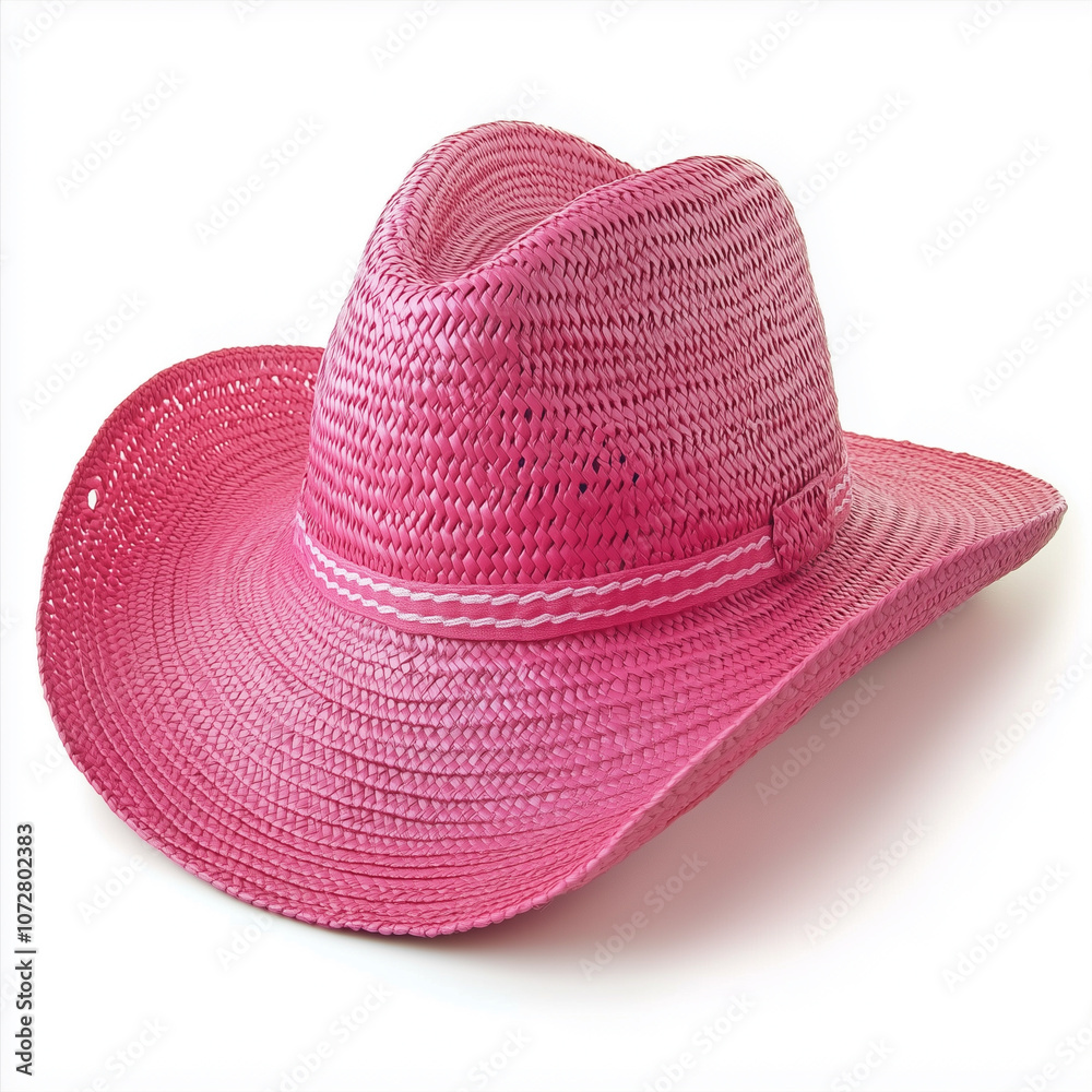 Womwns straw fedora hat with ribbon isolated on white background Womwns straw fedora hat with ribbon isolated on white background