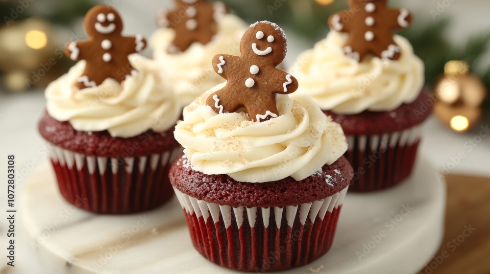 Gingerbread Man Topped Red Velvet Cupcakes Gingerbread Man Topped Red Velvet Cupcakes