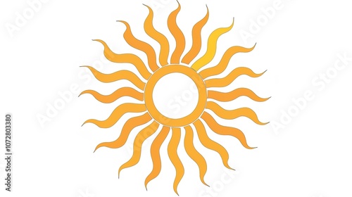 Bright and Cheerful Cartoon Sun on White Background: A Ray of Sunshine