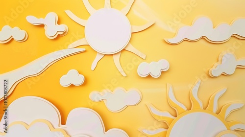 Bright and Cheerful Cartoon Sun on White Background: A Ray of Sunshine