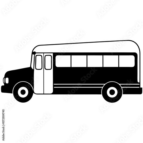 school bus line art vector illustration